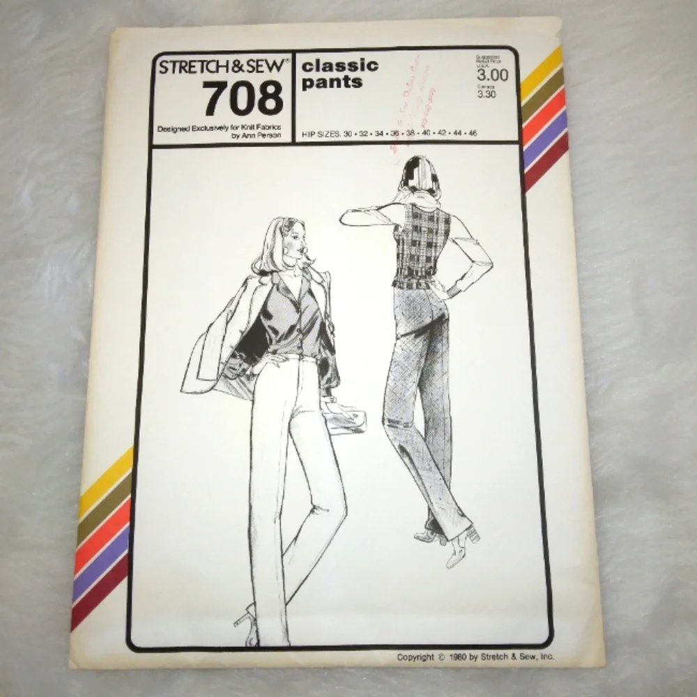 STRETCH & SEW 708 Classic Pants Hip Size 30-32-34-36-38-40-42-44-46 inch…